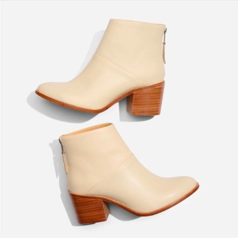Nisolo Dari Boots Commuter Bone White Stacked Heel Size 8.5 Retro Western